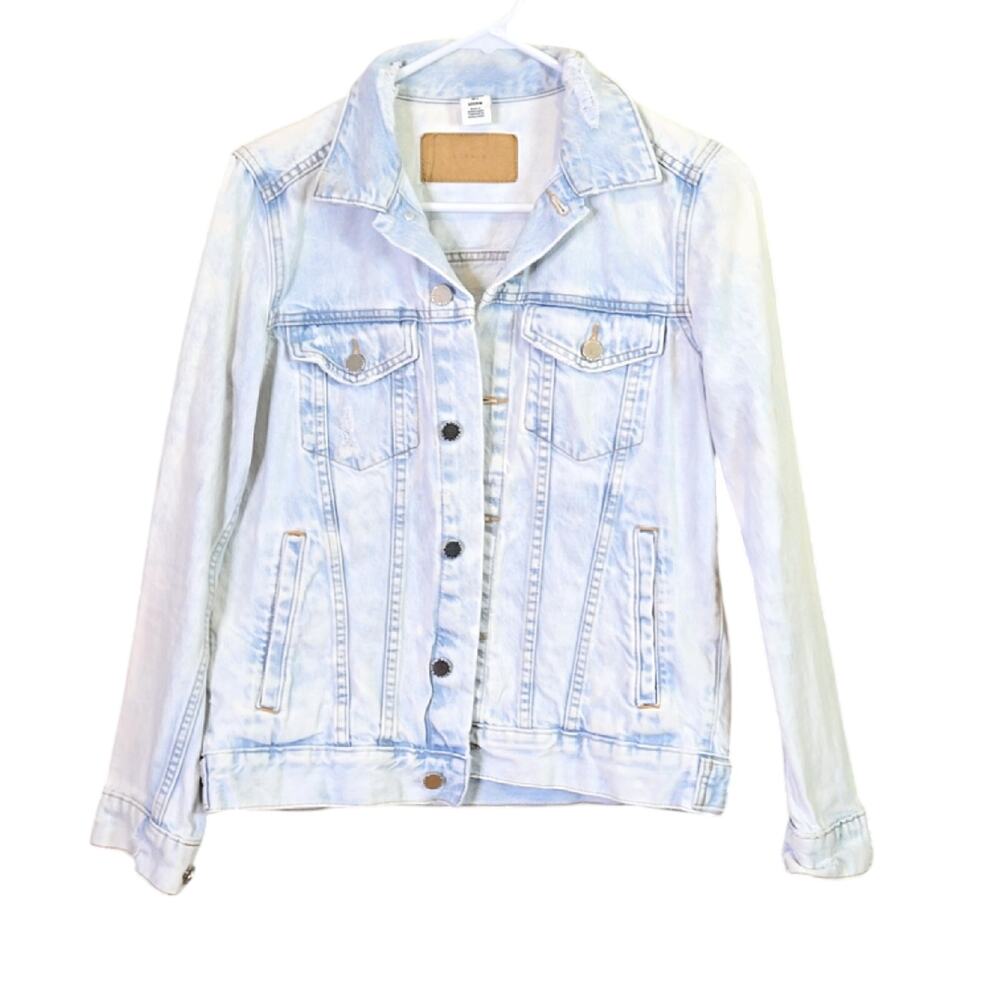 & Denim Jean Jacket distressed destroyed size 6